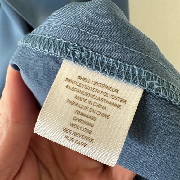 Fourteenth Place Satin Feel Blue Slip Wrap Dress - Picture 11 of 11